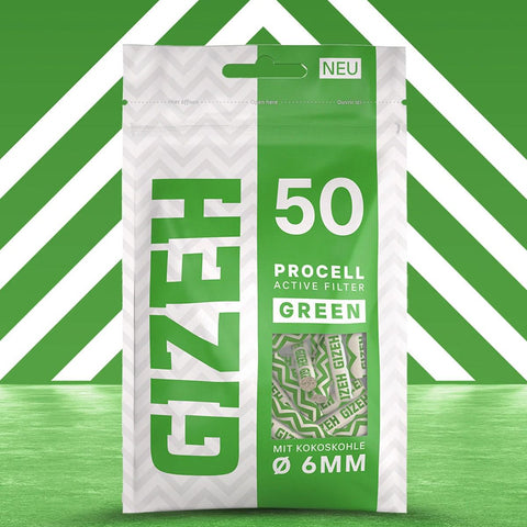 Sachet XL filtres GIZEH PROCELL GREEN - 10x50 pcs